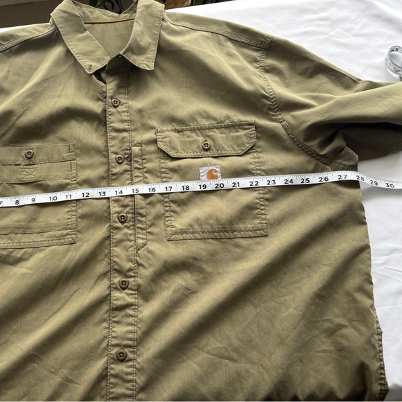Carhartt Men's Button Front Tan Vented Shirt Short Sleeve 2XL - Picture 7 of 7